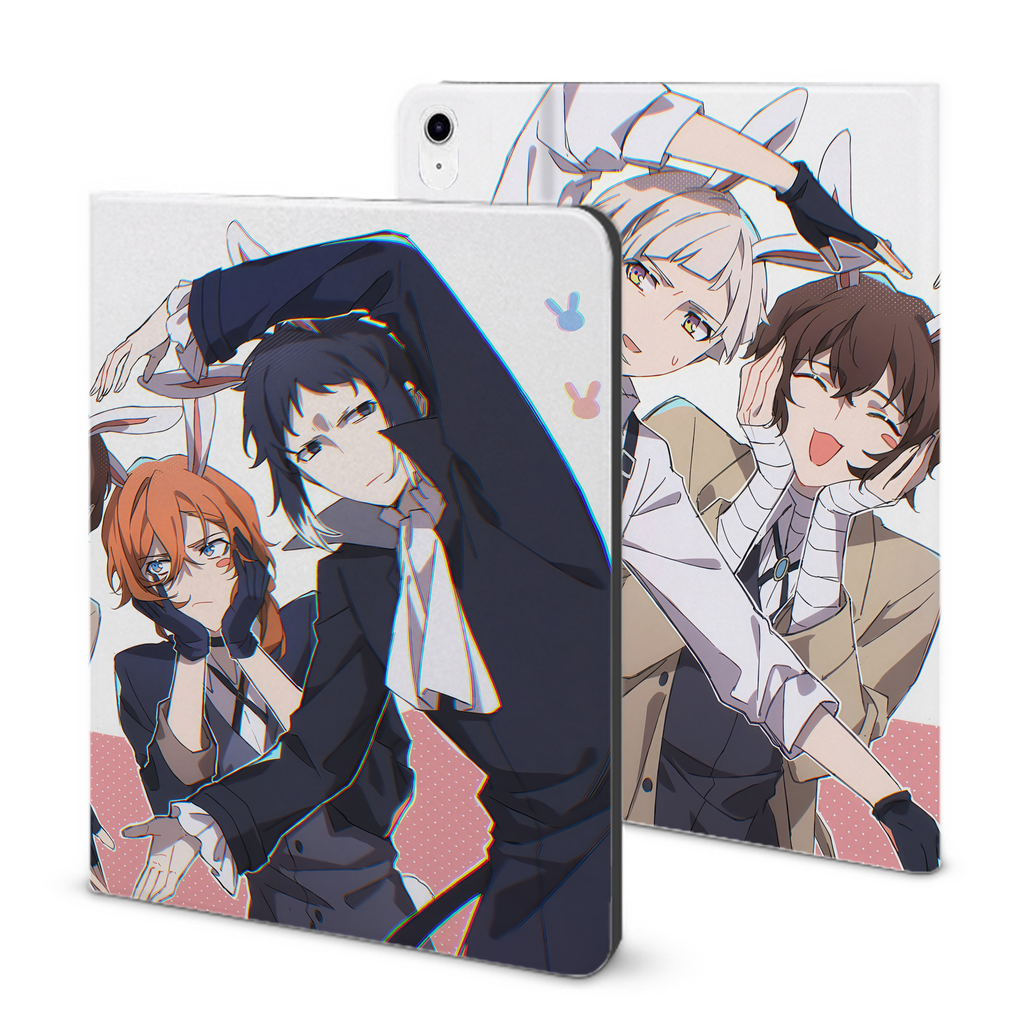 （画像用） 文豪ストレイドッグス Bungo Stray Dogs IPad ケース ブック型 PUレザー TPU 耐衝撃 軽量 薄型 ペン収納なし 全面保護 IPad 各モデル対応